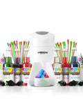 Sturdy Electric Shaved Ice Machine And Sno Cone Maker For Home with bonus flavor syrups and colorful straws for summer parties.