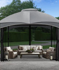 Replacement Gazebo Netting Screen 10x10 Universal Four Panel Rugged Mosquito Mesh Sidewalls With Double Zippers installed