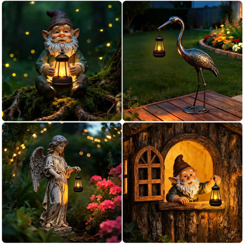 Outdoor garden statues holding Two Pack Mini Solar Lantern Replacement Parts For Outdoor Statue Lights And Garden Decor