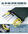 Hawaiian Sling 7ft Beefy Fiberglass Pole Spear for Spearfishing set with tips, poles, and accessories in black carry bag.