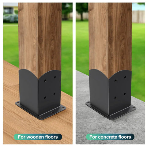 Two Pack 4x4 Post Base Brackets For Outdoor Wood Decks And Fences Heavy Duty Powder Coated Steel Anchor Bases With Inner Size 3.6x3.6 Inches Pergola Railing Pavilion Mailbox Support Weatherproof And Rust Resistant