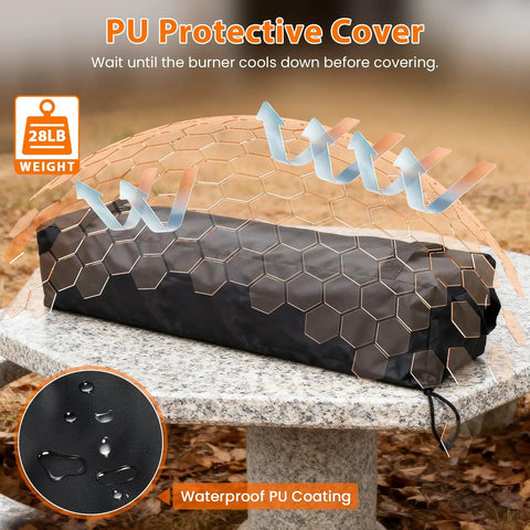 PU protective cover for Tabletop Propane Fire Pit 50k BTU For Patio And Camping 36 Inch Long Fire Pit Table with water-resistant design