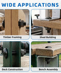 3/8-16 X 6 Carriage Bolt Kit With Nuts And Washers, Round Head Square Neck Bolts, 304 Stainless Steel, Full Thread, Black Finish, Heavy Duty Hardware Set For Furniture, Decks, Rails, Includes 4 Bolts, 4 Nuts, 4 Washers for timber framing and shed building