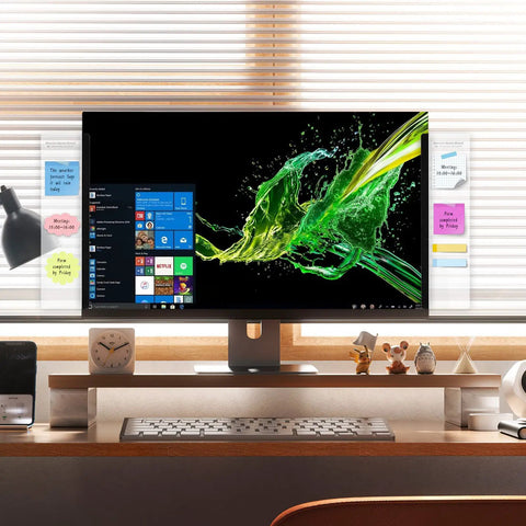 Transparent Monitor Memo Board Set, 2 Pack Slick Acrylic Side Panels For Office And Home Desktops, installed on monitor