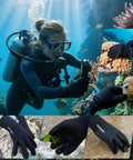 3mm Neoprene Five Finger Waterproof Diving Gloves Warm And Dry Thermal Wetsuit Gloves With Grippy Anti Slip Grip, Black, Size Small