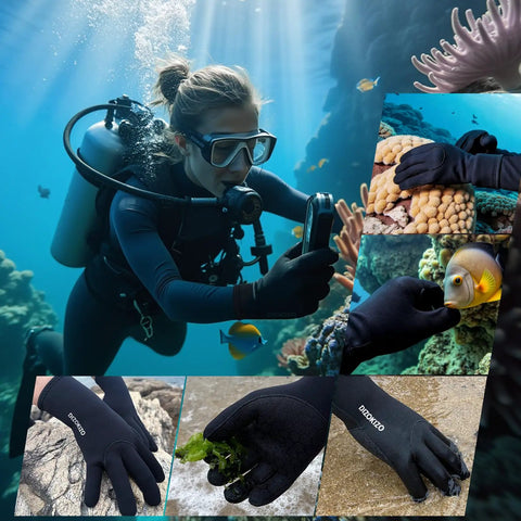 3mm Neoprene Five Finger Waterproof Diving Gloves Warm And Dry Thermal Wetsuit Gloves With Grippy Anti Slip Grip, Black, Size Small