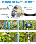 Outdoor Misting System For Patio And Garden, 26Ft Flexible Tubing With 7 Brass Nozzles All 3/4 Inch Brass Adapter, leak-proof connections