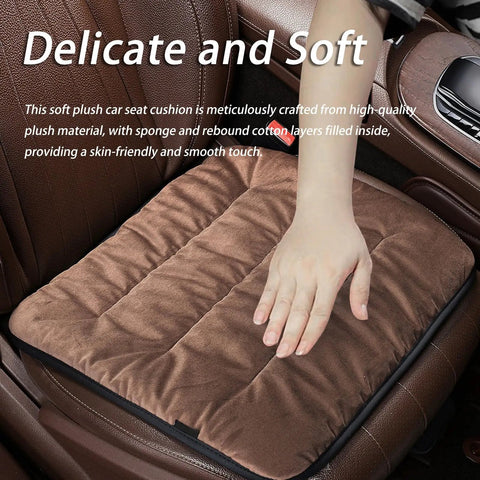 Premium Fuzzy Car Seat Cushion Set For Mini John Cooper Works Electric 2025 2026 soft plush grey cushion on car seat.