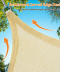 Triangle Sun Shade Sail 16 Foot By 16 Foot By 16 Foot Permeable Canopy showing corner with stainless D-ring and curved edge