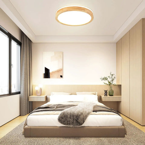 Modern LED Flush Mount Ceiling Light Fixture Circular Wood And Acrylic Close To Ceiling Lighting Dope Minimalist Look For Bedroom