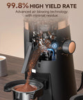 Level Up Your Daily Brew With This Bang For Your Buck Electric Coffee Grinder Featuring 75 Stepless Speeds And A Premium 40mm Burr For Zero Mess Single Dose Prep That Makes Flavor Hit Different showing precise particle size and ground coffee ready for brewing.