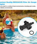 Close-up of black DEX2400S sand filter air relief valve adapter with O-ring for pool filter