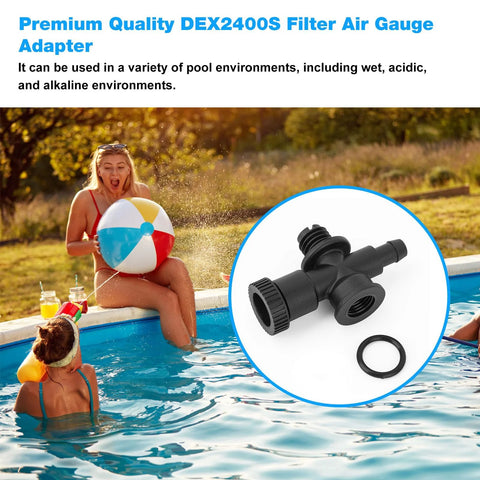 Close-up of black DEX2400S sand filter air relief valve adapter with O-ring for pool filter