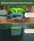 Heavy Duty Garden Tool Box Basil Green With Hinged Lid For Easy Access And Protection, Drainage Holes For Quick Drying