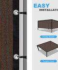 Close-up of 90 Percent UV Blocking Shade Cloth With Grommets For Pergola Patio And Garden, easy installation guide shown.