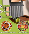 Front view of FANTEXY large stainless steel crinkle cutter with wavy blades for potatoes and vegetables
