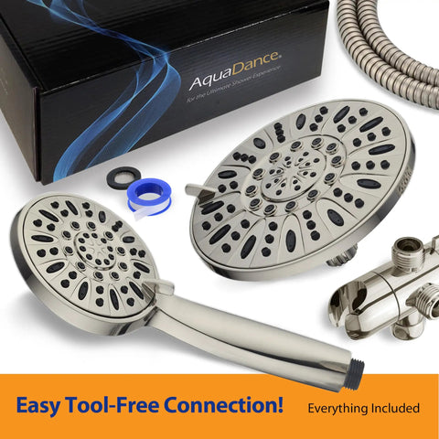 Premium 7 Inch High Pressure Three Way Rainfall Shower Head Set With Stainless Steel Hose And Handheld Spa Shower