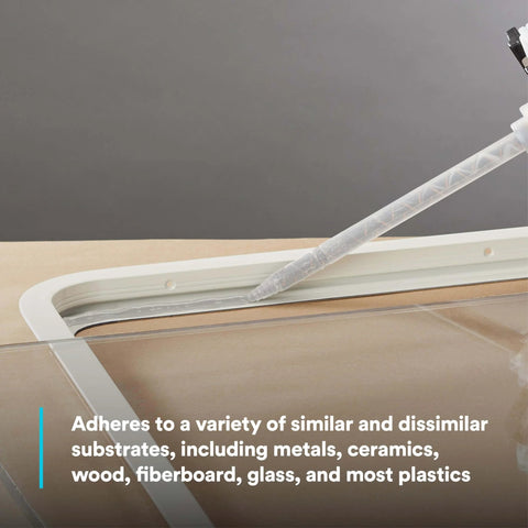 Applying DP190 Epoxy Adhesive Translucent Duo Pak 200 mL for high strength bonds on a metal and glass surface.