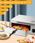 Stainless Steel Countertop Pizza Oven With Auto Shut Off, 12 Inch Capacity, 360 Degree Heating, Up Down Balance Heating