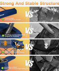 Comparison of premium 600D Oxford fabric, reinforced junction, elastic band seating, and mesh bottom on folding camping chairs.
