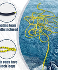60 Ft Three Rider Tow Rope For Water Sports Durable UV Resistant Pre Stretched Thick Boat Towline on water with loops and handle