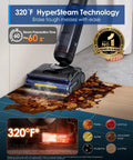 Floor One S7 Stretch Cordless Steam Mop And Wet Dry Vacuum All-In-One cleaning tough stains with 320F HyperSteam on floor