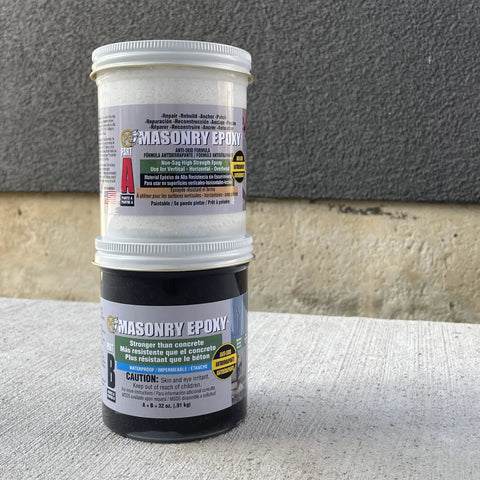 DIY Ready Two Part Masonry Epoxy Adhesive Paste Repair Kit, 32 Oz In Two Jars, Gray Concrete Crack Filler For Indoor Outdoor Use