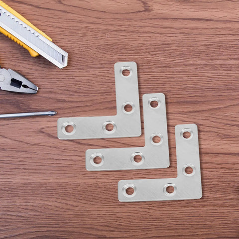 36 Piece Heavy Duty L Shaped Shelf Brackets Stainless Steel For Wall Mounted Shelves And Furniture Support on a wooden surface