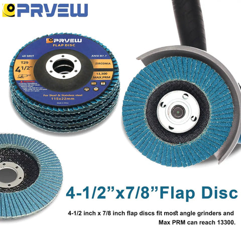 Pro Grade 4.5 Inch Flap Discs Set 5 Pack T29 Zirconia Grinding Wheels with 40 60 80 and 120 Grits for Metal and Stainless Steel