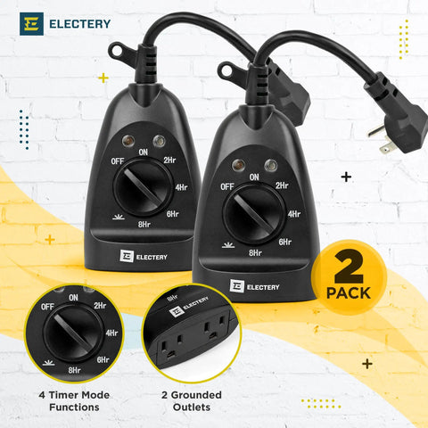 Heavy Duty Outer Timer Outlet Waterproof Plug In Dusk To Dawn Light Sensor 24 Hour Mechanical Countdown set of two black timers with dial