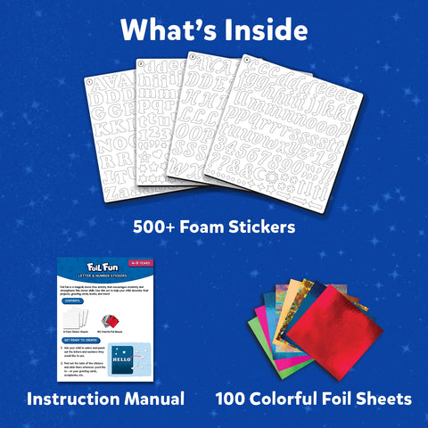 Foil Fun Letter And Number Sticker Set For Mess Free Arts And Crafts Projects contents: foam stickers, foil sheets, manual