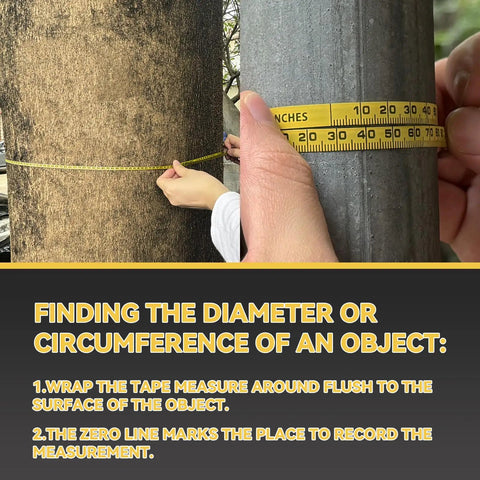 Using the Diameter And Circumference Tape Measure With Locking Push Button Imperial And Metric 82 Inch And 214 Cm Double Sided Blade