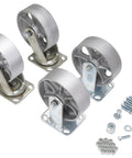 Four Pack Semi Steel Plate Caster Set With 6 Inch Wheels For Self Dumping Hoppers Two Rigid And Two Swivel Cast Iron Tread For Durability