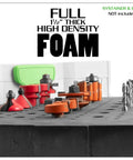 Dang Good Foam Router Bit Storage Tray Compatible With Systainer Type One displaying high density foam, 1/2" thick, holding router bits securely.