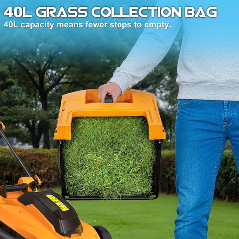 40V Cordless Lawn Mower With Brushless Motor 18 Inch Deck 6 Position Height Adjustment Requires Two 20V Max Batteries No Battery Included Compatible With Existing 20V System For Quick Yard Cleanup Mow Through The Yard With Ease, 40L grass collection bag