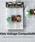 12 Pack TTP223 Capacitive Touch Sensor Modules Gold Edition installed on a breadboard for Arduino IDE and Raspberry Pi Pico projects