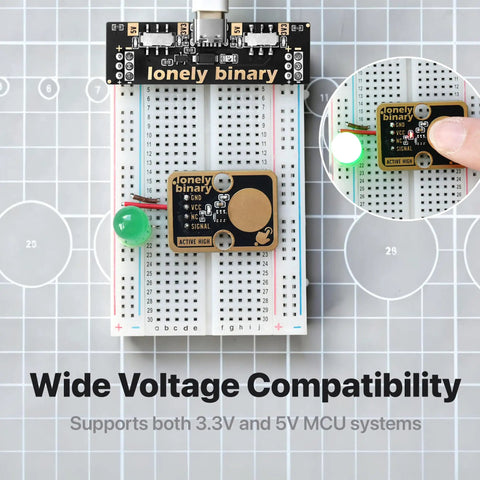 12 Pack TTP223 Capacitive Touch Sensor Modules Gold Edition installed on a breadboard for Arduino IDE and Raspberry Pi Pico projects