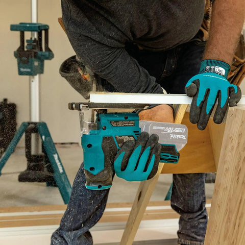 Man using 18V LXT Brushless Cordless Barrel Grip Jig Saw Tool Only With Variable Speed 800 To 3,000 SPM For Precise Cuts