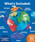 Hands On 3D Puzzle Globe For Kids Learn World Geography With Color Coded Continents And 7 Detachable Puzzle Pieces Plus Name Plates