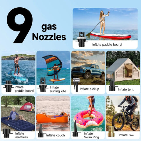 Electric Portable Paddle Board Pump 50 PSI with 10000mAh Battery Auto Off 9 Modes Rechargeable SUP Pump for Stand Up Paddleboard On The Go Car Kayak Motorcycle Bicycle