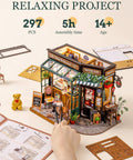 One Eighteen Scale Coffee Bar Dollhouse Kit With Led Lights Diorama Miniature House Building Kit For Adults assembled view