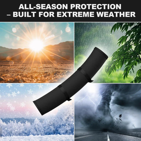 Three Layer HVAC Copper Pipe Insulation Cover for Outdoor AC Lines and Electrical Cables 72x10.2 Inches Black against weather backdrop