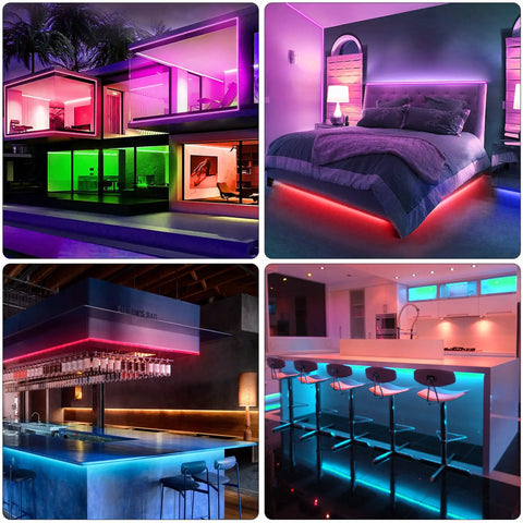 Music Sync RGB LED Strip Lights With App And Remote Control 50 Ft Two Rolls Multicolor Ambiance For Home Theater Parties Gaming Setup