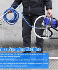 No Sweat Heavy Duty Airless Paint Sprayer With 750W Motor And 6000 Psi High Pressure Pump for DIY coating, held by person with hose.