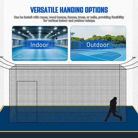 Heavy-Duty Backyard Baseball And Softball Batting Cage Net For All-Weather Outdoor Training 55 Feet Long By 12 Feet Wide Versatile Use