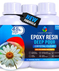 Deep Pour Epoxy Resin Kit 51 Oz For 2 Inch Pours Pro Grade River Tables Woodworking Flower Preservation And DIY Crafts Crystal Clear Bubble Free Finish UV Resistant And Food Safe Casting Resin bottles with daisy preservation display