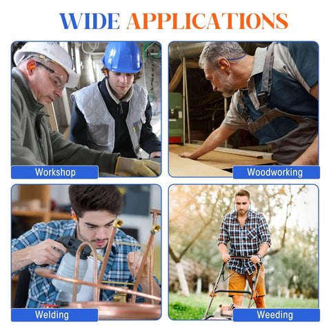 Straight Up Noise Dampening Earplugs Bulk Pack Of One Thousand Corded Silicone Picks With Attached Strings And A Trusted Twenty Five Decibel Rating For Easy Living Reusable Chill Vibes In Bright Blue And Orange Colors used in workshop, woodworking, welding, and weeding.
