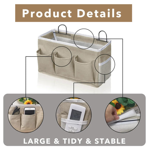 Light Style Wall Hanging Storage Bags With Pockets Linen Fabric Door Hanging Organizer Baskets Waterproof Bin For Bedroom Kitchen Office And RV Camper 2 Piece Set with large pockets and mesh sides