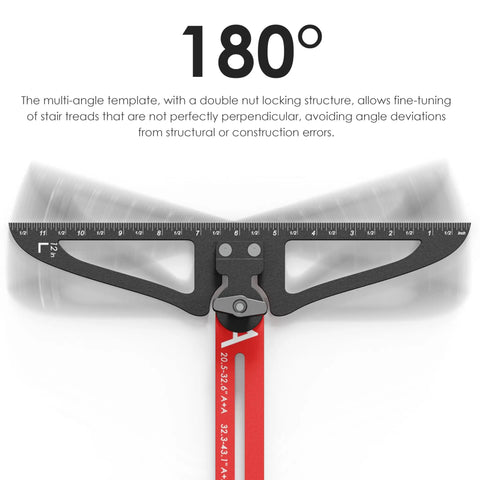 Heavy Duty Stair Tread Template Tool With Rock Solid Clamping Gauge For Dead On Radius Cuts No Sweat Precision Layout Ruler, 180° angle