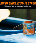 Clear Waterproof Patch And Seal Tape 4 Inch By 8 Foot, Permanent Weatherproof Repair Tape displayed on a blue surface